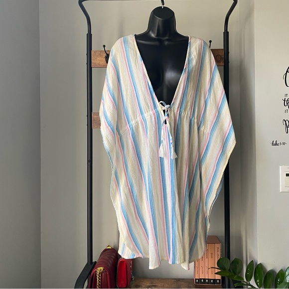 Jessica Simpson Women's Swimsuit Border Bathing Suit Cover Up stripes size L NEW - Picture 7 of 7